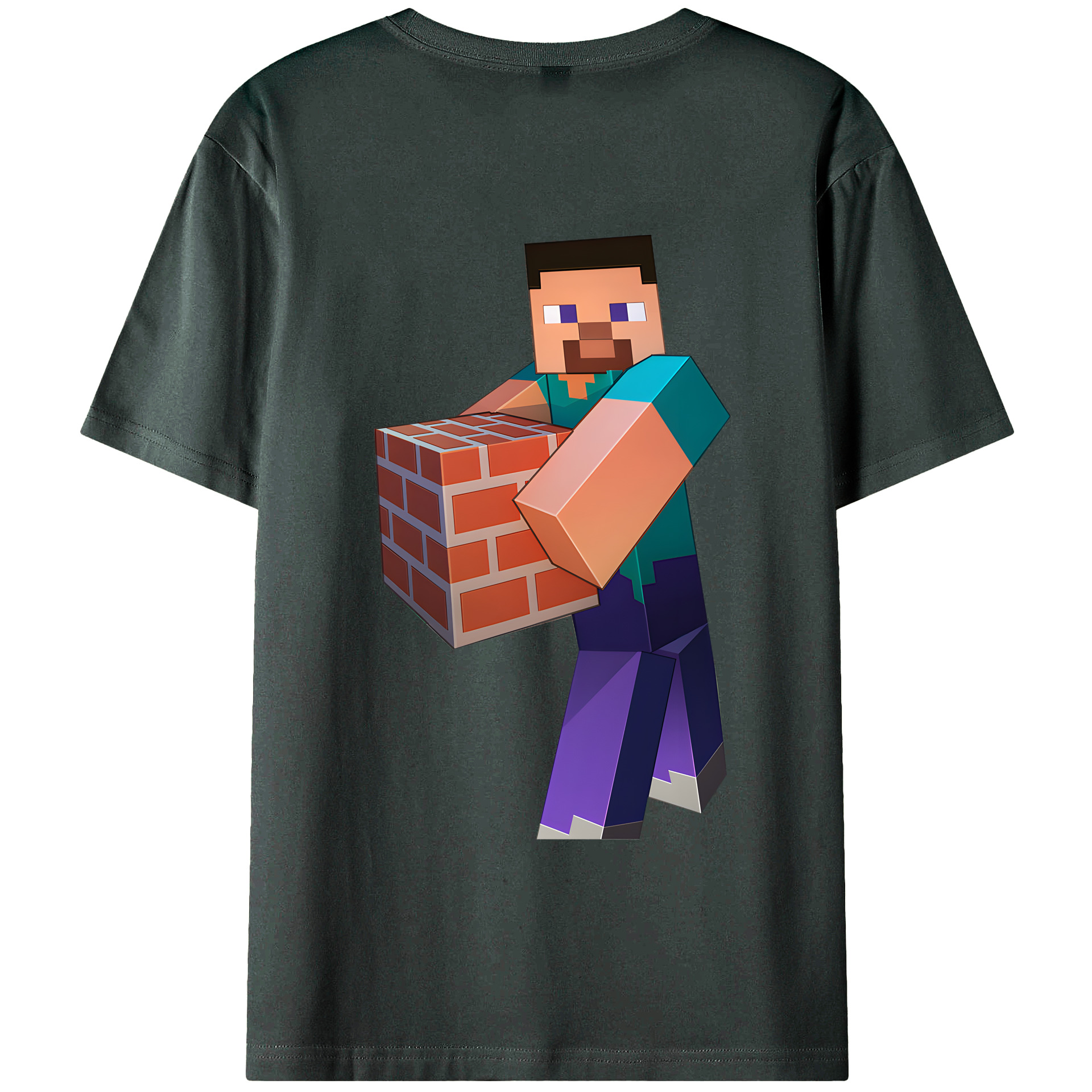 （画像用） マインクラフト ブロックの世界 Minecraft MC Block world 綿100％ メンズ半袖Tシャツ（バックプリント） 通気性